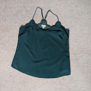 J. Crew Green Fitted Camisole with Spaghetti Straps